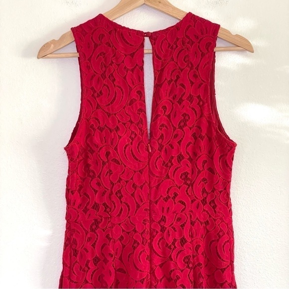 Anthropologie Moulinette Soeurs Jaeda Wide Leg Lace Jumpsuit Red 2 - Picture 10 of 16
